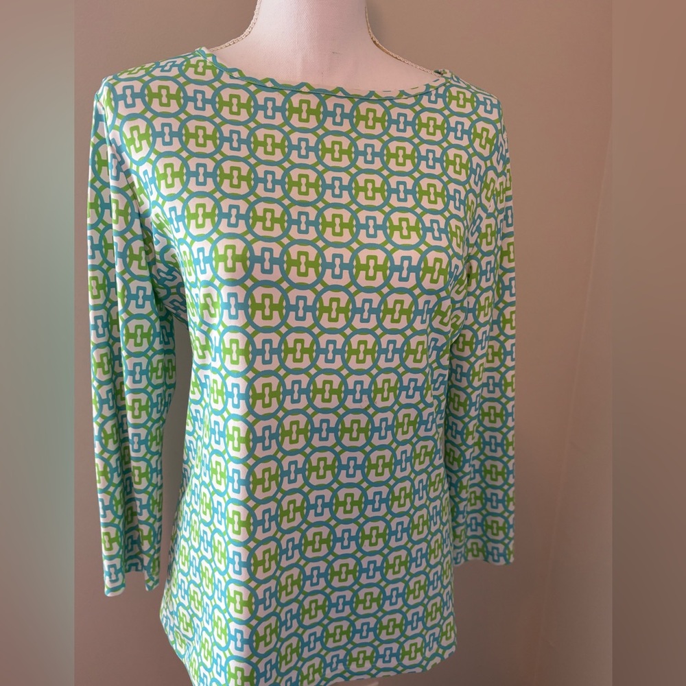 Melly M Green Shades Fitted 3/4 Sleeve Blouse